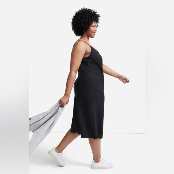 MATE the Label Linen Mini Slip Dress in Black 100% Linen - Picture 9 of 11